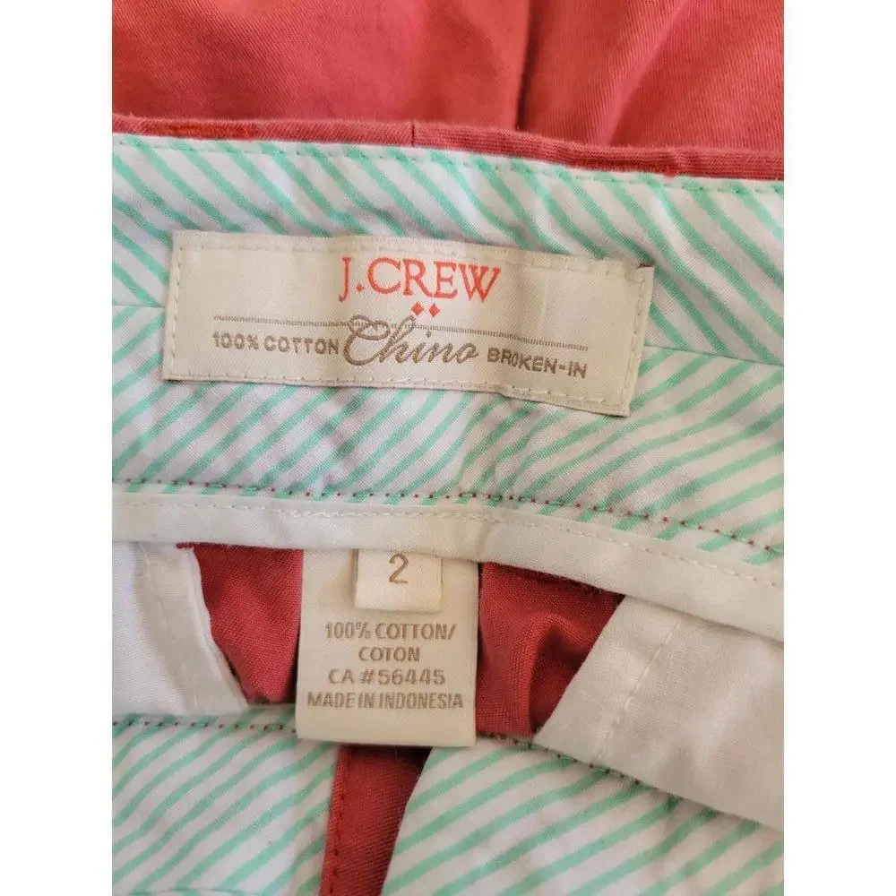 J Crew size 2 rusty coral cotton broken in chino shorts - Picture 3 of 5